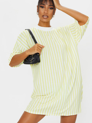 Lemon Vertical Stripe T Shirt Dress