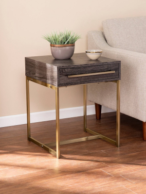 Frondi Square End Table Black Oak/antique Brass - Aiden Lane