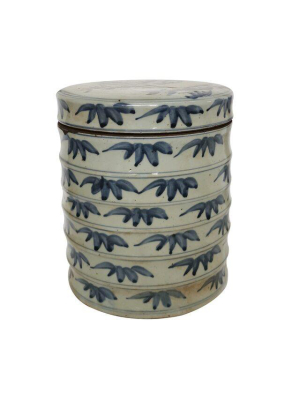 Bamboo Dim Sum Box, Blue And White