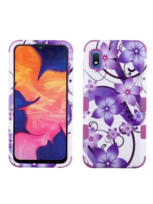 Mybat Tuff Hibiscus Flower Ce Hard Dual Layer Plastic Tpu Cover Case For Samsung Galaxy A10e - Purple