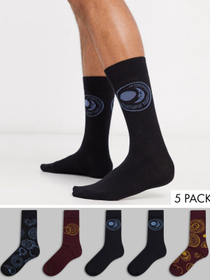 Topman Sock 5 Pack With Constellation Print In Multi