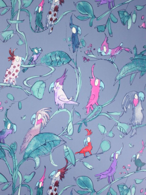 Cockatoos Wallpaper In Purple From The Zagazoo Collection By Osborne & Little