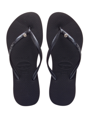 Havaianas Black Slim Crystal Glamour Swarovski Sandal