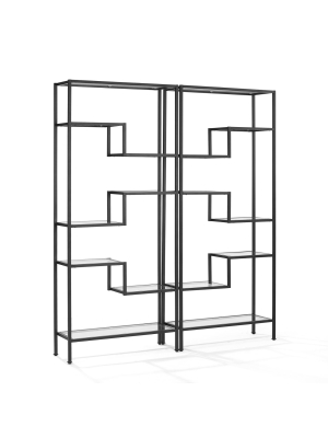 78" 2pc Sloane Etagere Set Black - Crosley