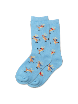 Kid's Skating Reindeer Crew Socks