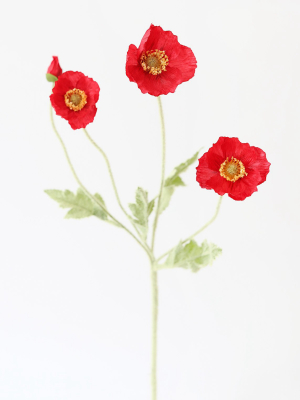 Red Fake Poppy Flower - 23"