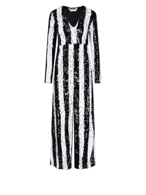 Rotate Sequin Stripe Maxi Dress