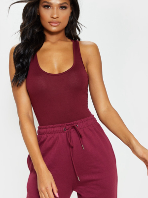 Basic Maroon Racer Back Thong Bodysuit