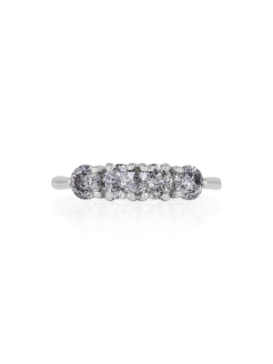 Stars In The Sky - 14k Polished White Gold 4 Grey Diamond Eternity Ring