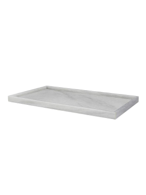 Pearl White 12" X 20" Marble Rectangular Place Tray