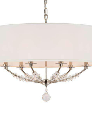 Mirage 6 Light Nickel Drum Shade Chandelier