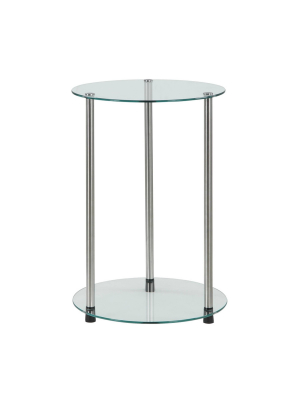 Classic Glass 2 Tier Round End Table Clear Glass - Breighton Home