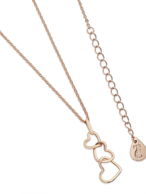 Triple Heart Drop Pendant In Rose Gold