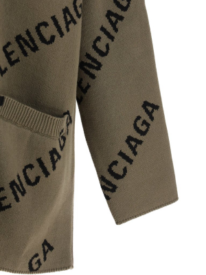 Balenciaga Allover Logo Knitted Cardigan