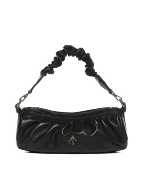 Manu Atelier Ruched Cylinder Chain Shoulder Bag