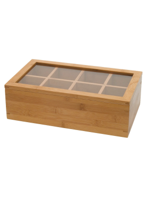 Lipper International Bamboo 8-compartment Tea Box With Acrylic And Bamboo Lid