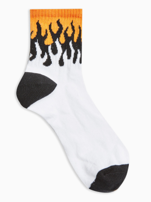 Black And White Three Flame Tube Socks