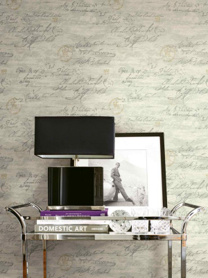 Nouveau Calligraphy Wallpaper In Heather From The Nouveau Collection By Wallquest