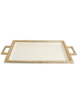 Julia Knight Florentine 23" Beveled Tray In Gold Snow