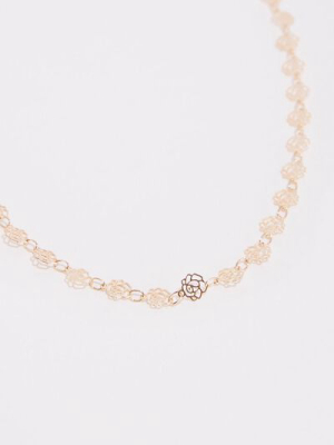 Filigree Rose Charm Choker Necklace