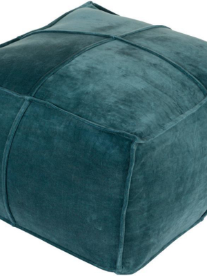 Cotton Velvet Cotton Pouf In Teal Color