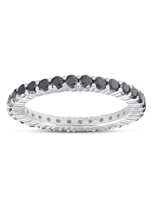 Pompeii3 1 Ct Black Diamond Eternity Ring 14k White Gold