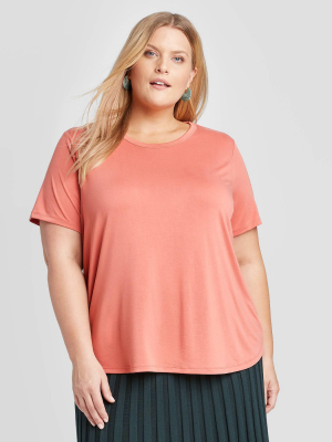 Women's Plus Size Short Sleeve Crewneck Sandwash T-shirt - A New Day™