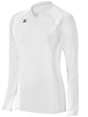 Mizuno Womens Fitted Long Sleeve V Neck Athletic T-shirt - White X Small