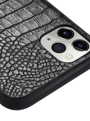 Mybat Black Crocodile Skin Executive Dual Layer Hybrid Leather/tpu Case Cover For Apple Iphone