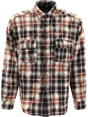 Paccbet Tie-dye Effect Plaid Shirt