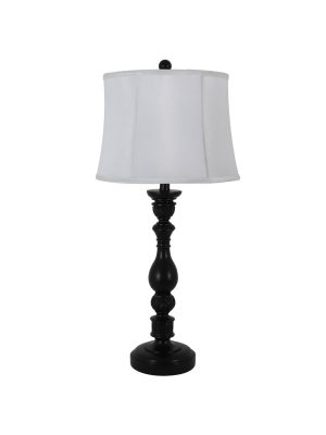 30" X 12" Dora Sculpted Resin Table Lamp Satin Black - Decor Therapy