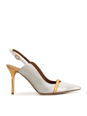 Marion 85mm - Silver Leather Heeled Slingback