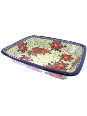 Blue Rose Polish Pottery Poinsettia Lasagna Dish