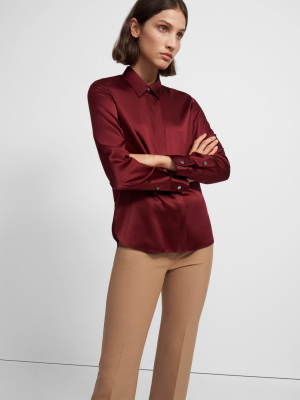 Fitted Shirt In Stretch Satin