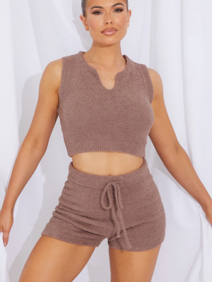 Chestnut Chenille Racerback And Shorts Lounge Set