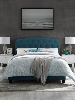 Amelie Upholstered Fabric Bed Azure