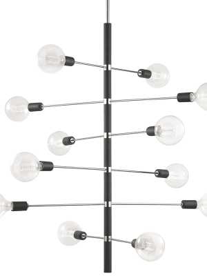 Astrid 12 Light Chandelier - Polished Nickel/black