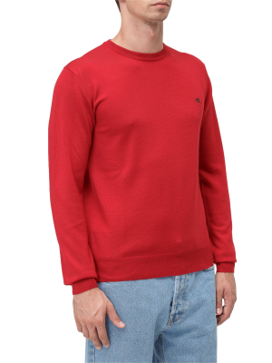 Etro Logo Embroidered Fine Knit Sweater