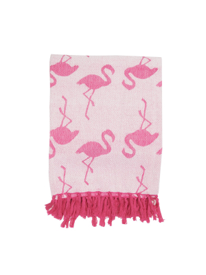 C&f Home Chenille Flamingoes Woven Throw