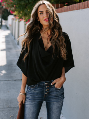 Elton Drape Blouse - Black