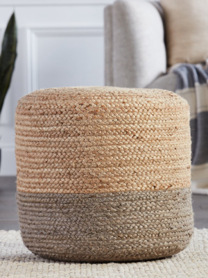 Oliana Ombre Pouf In Taupe & Beige