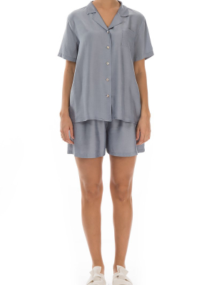 Blue Iris Silk Bamboo Pyjama Set