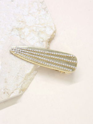 Crystal Striped Brushed Gold Hair Clip