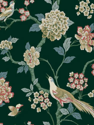 Fanciful Wallpaper In Dark Green From The Grandmillennial Collection By York Wallcoverings