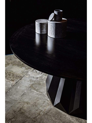 Noir Brosche Dining Table Hand Rubbed Black Round Table