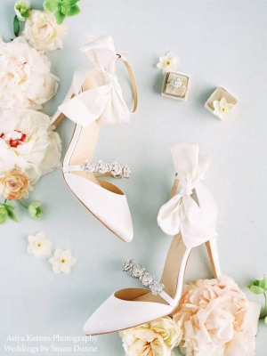 Ivory Bridal Shoes With Bows & Jewels
