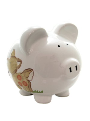 Bank 7.75" Woodland Piggy Bank Fox Deer Woodland Animals - Decorative Banks