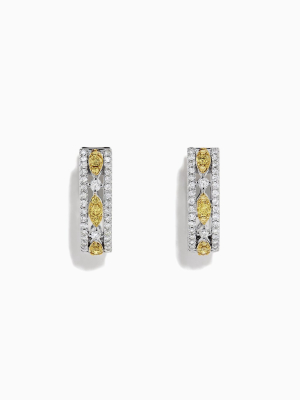 Effy Canare 14k White Gold Yellow And White Diamond Earrings, 0.67 Tcw