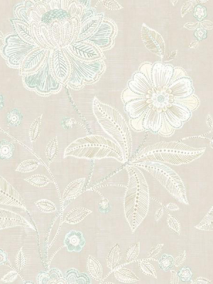 Shimmer Floral Wallpaper In Grey And Soft Blue By Seabrook Wallcoverings