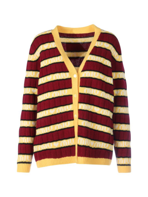 Miu Miu Striped V-neck Cardigan